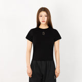 W Chest Logo Crop Short Sleeve Black