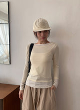 ミフコラウンドカラー長袖Tシャツ