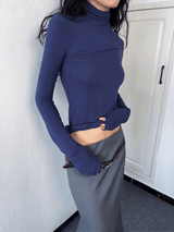 Soft Layered Turtleneck Long Sleeve T-shirt