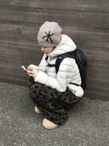 Grid Leather Patch Waffle Beanie (2c)