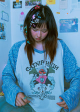 CATNIP HIGH long t-shirt blue