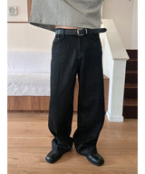 [Unisex] ハンドコーティングワイドデニムパンツ