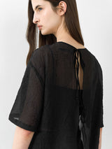 (BL-4331)UARA CREASE RIBBON SET BLOUSE S