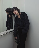Unbalanced angora zipper knit