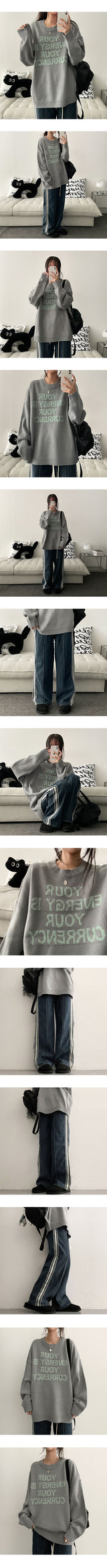[S–XL] Lot String Track Wide Denim Pants