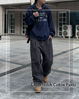 Chiro Stitch Cotton Pants (Charcoal)