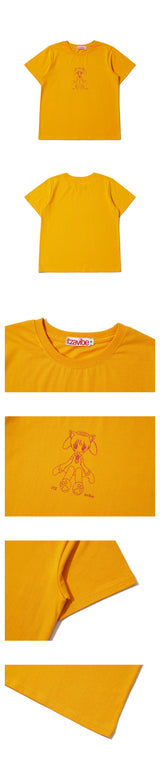 キャットガールスリムTシャツ - イエロー