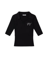 SOFT FANCY COLLAR TOP (BLACK) F26QB045