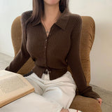 [BELLIDE MADE] Vivid, collar neck rib knit cardigan