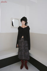 chiffon banding leopard long skirt