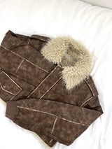 1085. Shearling leather crop mustang jk (2color)