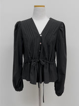 Cello V-Neck Shirred Blouse