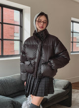 Kina Check Pleated Wool Wrap Skirt