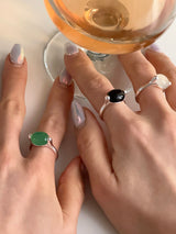 [92.5 silver] Point big stone ring (3color)