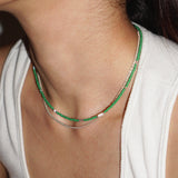 LOVE SKINNY BEADS NECKLACE GREEN