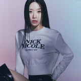 カシミヤ二コルロゴクロップジャクアード二ット