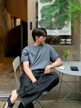 LMN スーピマコットンピグメントオーバーサイズフィット半袖Tシャツ (8 colors)