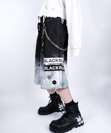 BBD スモークペイントパッチロゴデニムショーツ (ブラック)