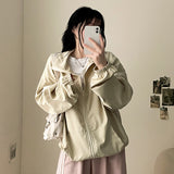 Ronnie Boxy High-Neck Slit Plain Windbreaker Jumper