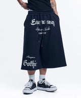 Gothic lettering Bermuda sweatpants - Navy