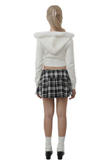 Hugging ribbon pleated skirt, Checked