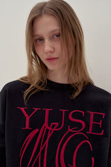 SWEATSHIRT EARTHYUSE NEEDLEWORK - BLACK