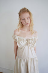 Silky shirring dress_beige