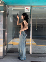 BACK POCKET WIDE JEANS