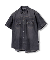 WESTERN WASHED MN POCKET DENIM HALF SHIRTS MSFST003-BK