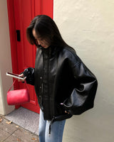 [ORIGINAL] Tod Loose-Fit Belted Leather Jacket