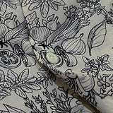 botanical drawing open collar shirt_ivory