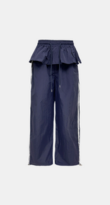 Girlish Frill Track Wide Pants
