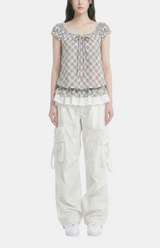 Romantic Check Frill Blouse