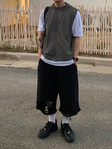 Cropped Nylon Hooded Vest 4C