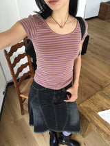 ラチュビンテージストリップスリムT