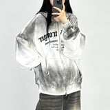 dirty two-way open hoodie