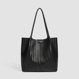 Woven Texture Large Tote Bag & Pouch Set
