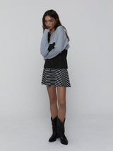 Striped Mini Skirt_Charcoal