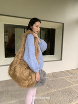 wool Thick Bold Knitwear Zip-Up Cardigan