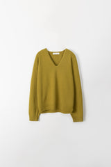 Whole garment V-neck knit (Olive)