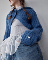 CROPPED HOODIE CARDIGAN - BLUE