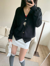 [UNISEX] Vネックオーバーフィットロングスリーブニットカーディガン