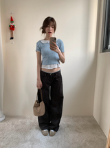 lace layered cotton pants