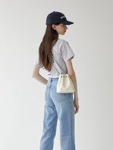 TIWI chain leather bucket bag / Cream Ivory