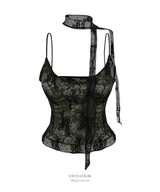 ロザリー レース スカーフトップ (2. Matcha Black)