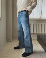 Janen Washed Flare Wide Denim