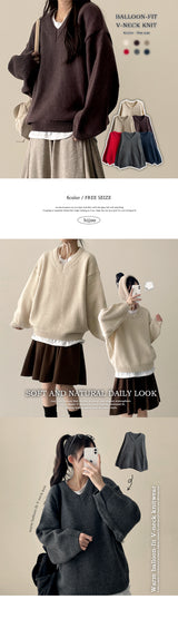 Disco Pop Duc Thick Sleeve Punching V-Neck Knit
