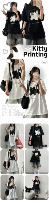Rum Firm Cats Over Fit Short Sleeve T-Shirt