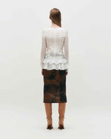 Embroidered Graphic Jersey Skirt _ BROWN