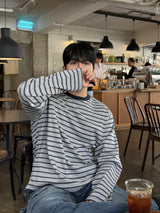 With crop stripe long-sleeve tee